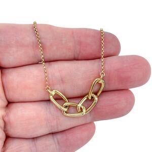 Gold-Tone Sterling Silver 925 Paperclip Link Chain Necklace 11.5"-13.5"